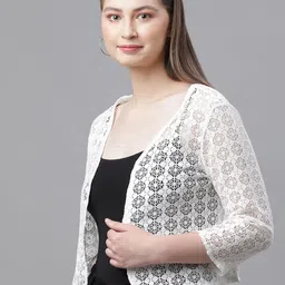 UnaOne Self Design Open Front Cotton Shrug image 2
