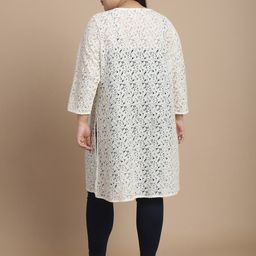 Rute Plus Size Self Design Longline Cotton Open Front Shrug image 4
