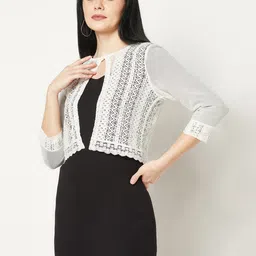 Espresso Sheer Lace Button Shrug image 4