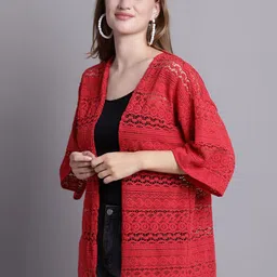 Rute Self Design Cotton Open Front Shrug image 3