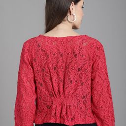 Dressitude Self Design Three-Quarter Sleeves Open Front Crop Shrug image 3