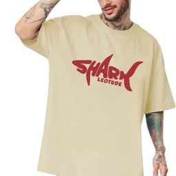 leotude Men Printed, Typography Round Neck Cotton Blend Beige T-Shirt-picture-8