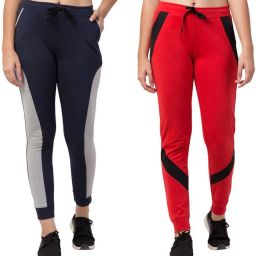 Pack of 2 Women Colorblock Multicolor Track Pants-image-92