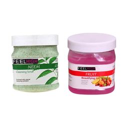 FEELHIGH Set of Neem Cleansing Scrub + Fruit Beautifying Gel - 500 ml Each-2