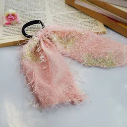 Soho Boho Studio Peach-Coloured Ponytail Scarf Scrunchie-10