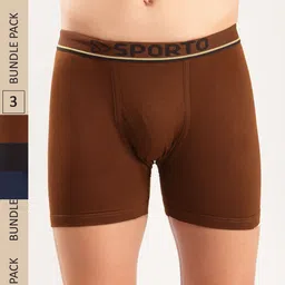 SPORTO Men Pack Of 3 Multi Coloured Solid Trunk-2
