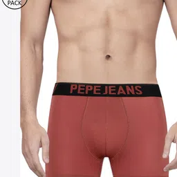 Pepe Jeans Men Pack of 2 Maroon Solid Sports Trunks-image-16