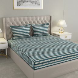100 TC Microfiber Double Geometric Flat Bedsheet-image-44