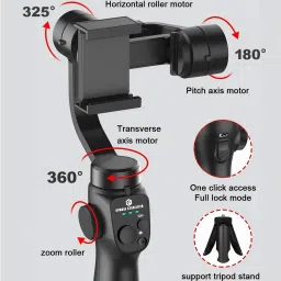 Omexcart 3-Axis Black Smartphone Gimbal Foldable AI Face/Object face Tracking 3 Axis Gimbal for Mobile image 2