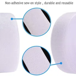 vardhman 4 Inches Width Industrial Quality Hook & Loop Fastner Tape, Color White,2 MTS Each Both Loop & Hook Tape Sew-on Velcro image 2