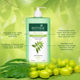 biotique Fresh Neem Anti Dandruff Shampoo & Conditioner | Controls Dandruff & Dryness image 2