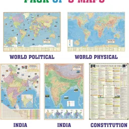 ncp 5 INCH GLOBE FOR KIDS WITH INDIAN CONSTITUTION , INDIA & WORLD (POLITICAL & PHYSICAL MAP) : PACK OF 5 MAPS : EACH SIZE 28" X 40" INCH ( 70 X 100 CMS ) : PAPER PRINT DESK & TABLE TOP POLITICAL World Globe image 3