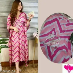 Chevron Rayon Women Kaftan-image-42