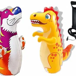 Combo Dragon & Bop Shape 3-D Punching Hit Me Bag Multi Color with Air Filling Pump for Kids MultiColor Inflatable HitMe Toys-47