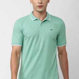 peter england Men Solid Polo Neck Polycotton Green T-Shirt-picture-14