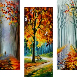 Forest Street View Modern Art 3 Piece MDF Digital Reprint 15 inch x 18 inch Painting-19