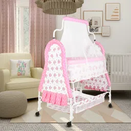 Cradle for kids cradle for baby boy and girl Cradle With Swing & Mosquito Net Bassinet-27