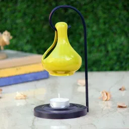 home delight Ceramic Yellow Diffuser Hanging Burner With 10ml Citrus Fragrance Oil Diffuser Set image 2