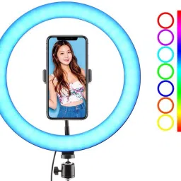 Webilla 10" Selfie RGB LED Ring Light Dimmable with 21 Colours and Shutter for Live Stream for YouTube, Makeup, Photography, Video Shooting, Light for Reels,(Without Tripod) Ring Flash-14