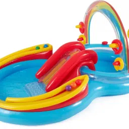 Inflatable (IND*53) Children Rainbow Kiddie Spray wimming Pool With Water Slide Inflatable Swimming Pool-image-76