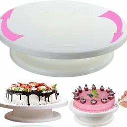 shopperworld 360 Degree Rotating Revolving Cake Turn Table/Cake Decorating Stand/Icing Pedestal Display Stand/Cake Stand for Icing, Decoration Plastic Cake Server (Multicolor, Pack of 1) Plastic Cake Server image 3