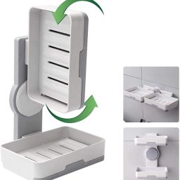 Plastic Wall Mounted Double Layers Soap Dish Saver with Drain Tray Plastic Wall Shelf-picture-22
