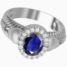 11.25 Ratti 10.00 Crt A+ Certified Blue Sapphire Ring Nilam/Neelam Stone Ring Brass Sapphire Silver Plated Ring-image-37