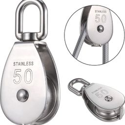 vinayakart Stainless Steel Single Wheel Block Climbing Pulley with 50MM Climbing Pulley-picture-4