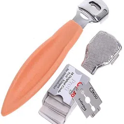 Stainless Steel Callus Shaver Pedicure Dead Hard Skin Remover Heel Razor Cutter With Skin Rub & 10 Blades For Foot Care, Removing Solid, Cracked Skin Cells. (Plastic With Blades)-image-54