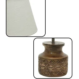 Homesake White & Brown Textured Jute Shade With Wooden Base Table Lamp image 5