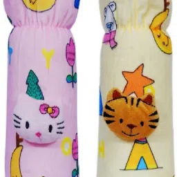 Pack of 2 Premium Quality Stretchable Soft Velvet Attractive Overall Prints Baby Feeding Bottle Cover For With Holding Strap Suitable For 160ML 180ML 220ML 240ML 250ML Broad and Slim Neck Feeding Bottles-image-35