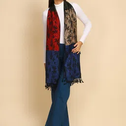WEAVERS VILLA Floral Printed Tasselled Scarf-image-25