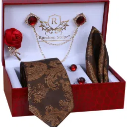 RANDOM STRIPE Silk Cufflink & Tie Pin Set-picture-10