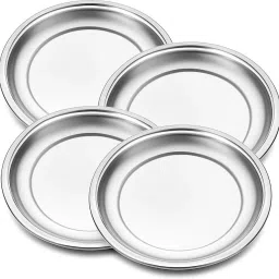 Pack of 4 Stainless Steel Tiffen Plates – Set of 4 | 24.1 cm | Multipurpose Dinner/Lid Dinner Set-39