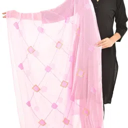 Chiffon Embroidered Pink Women Dupatta-image-6