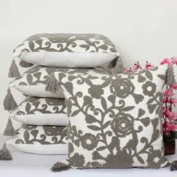 jamio firati Grey Cotton Textured 18x18 inches Cushion Covers (Set of 2)-picture-35