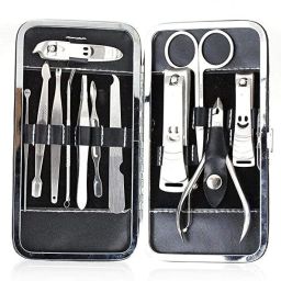 Professional-12Piece Stainless Steel Nail Care Mani Kit with Leather Travel Case-image-32