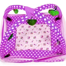 Polyester Infants Washable Baby Bedding Set Play Gym with Mosquito Net and Hanging Toys for Baby Boy's & Baby Girl's (0- 9Months) Mosquito Net-17