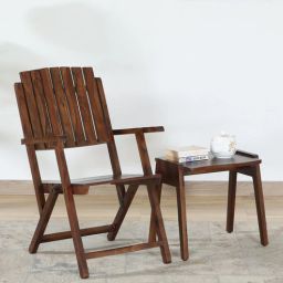 woodsworth from pepperfry Eupen Sheesham Wood Folding Chair In Provincial Teak Finish With End Table-picture-33