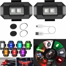 Universal Safety Small Light 7 Colors, 30 Modes, Cycle, Helmet, Motorbike 2pc LED Rear Break Light-11