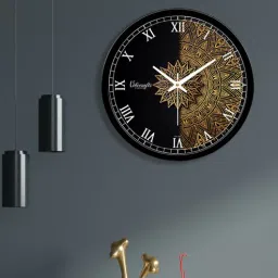 vibecrafts Lotus Shape Gold & Brown Plastic Wall Clock-picture-43