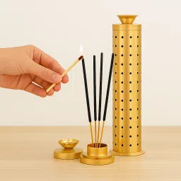 Stainless Steel Agarbatti Stand, Gold Colour Incense Stick Holder Stainless Steel Incense Holder Set-picture-20