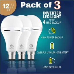 inverter rechargeable 12wt pack of 3 up to 4 HRS battery backup 3 hrs Bulb Emergency Light-14
