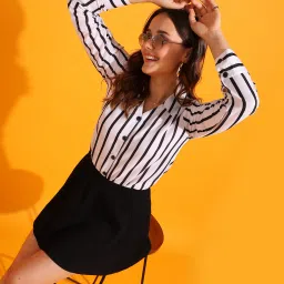 Women Regular Fit Striped Curved Collar Casual Shirt-image-54
