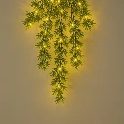 Artificial Mehndi Leaves Garlands Vine Plants with Cork Light for Home Decor Wild Artificial Plant-image-52