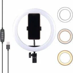 TECHEL 35 _ RT-PRO-HEAD_ LED Ring Light with Phone Holder, Round Light for Youtube Video Shooting, Tik Tok, Photography, Insta Reels Recording Circle Lights with Phone Stand, 3 Colors and 10 Brightness Level Control (10 Inch) Ring Flash-18