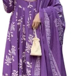 klosia Floral Print Anarkali Kurta, Bottom & Dupatta Set-picture-45