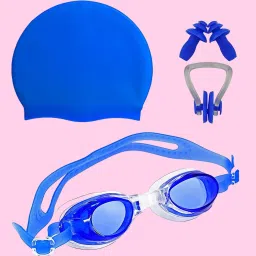 100% Silicone Anti Fog Goggles, Cap, Earplug & Noseplug Set Swimming Kit-picture-19