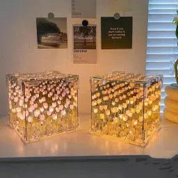 ecovista DIY Cube Tulip Lamp, 2024 New Mirror Tulip Night Light, Tulip Flower Lamp Night Lamp image 5