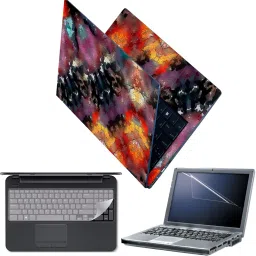 Techfit Full Body Laptop Skin with Screen Guard and Key Guard Multicolor Stone Abstract Combo Set-picture-8
